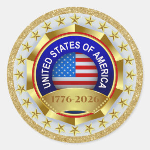 Sticker Rond 250e anniversaire USA patriotique   1776–2026