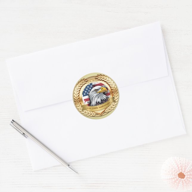 Sticker Rond 250e anniversaire USA patriotique | 1776–2026 Bout (Enveloppe)