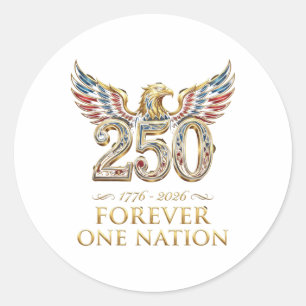 Sticker Rond 250e anniversaire Usa Patriotique 4 juillet Indépe