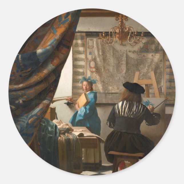 Sticker Rond 2535-Johannes Vermeer The Art of Painting (Devant)