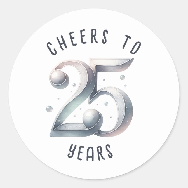 Sticker Rond 25 Anniversaire ou Anniversaire Aquarelle (Devant)