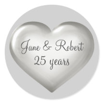 25 ans Silver Glass Coeur argent anniversaire