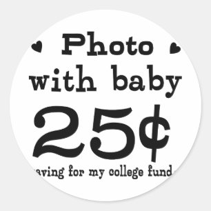 Sticker Rond 25 Cents Photo Avec Bébé