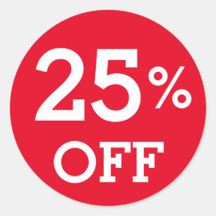 Sticker Rond 25% vingt-cinq% de réduction sur la vente