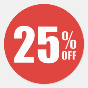 Sticker Rond 25% vingt-cinq pour cent OUTRE d'autocollant de