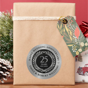 Sticker Rond 25e anniversaire de mariage argenterie laurier dîn