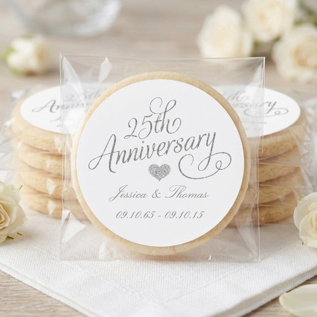 Sticker Rond 25e anniversaire de mariage d'argent (Créateur téléchargé)