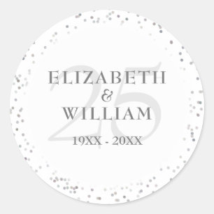 Sticker Rond 25e Anniversaire de Mariage Silver Stardust