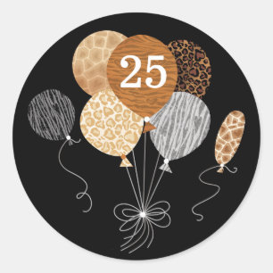 Sticker Rond 25e anniversaire des ballons de tigre léopard Pos