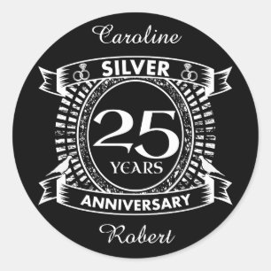 Sticker Rond 25e anniversaire du mariage argent crête