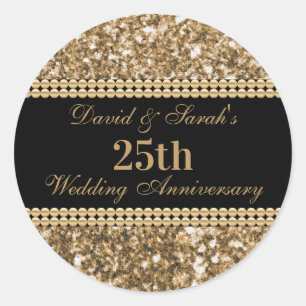 Sticker Rond 25e anniversaire du Mariage Célébration Parties sc