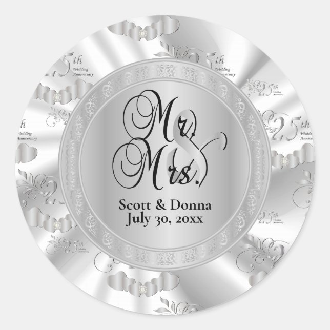 Sticker Rond 25e anniversaire du Mariage d'argent (Devant)
