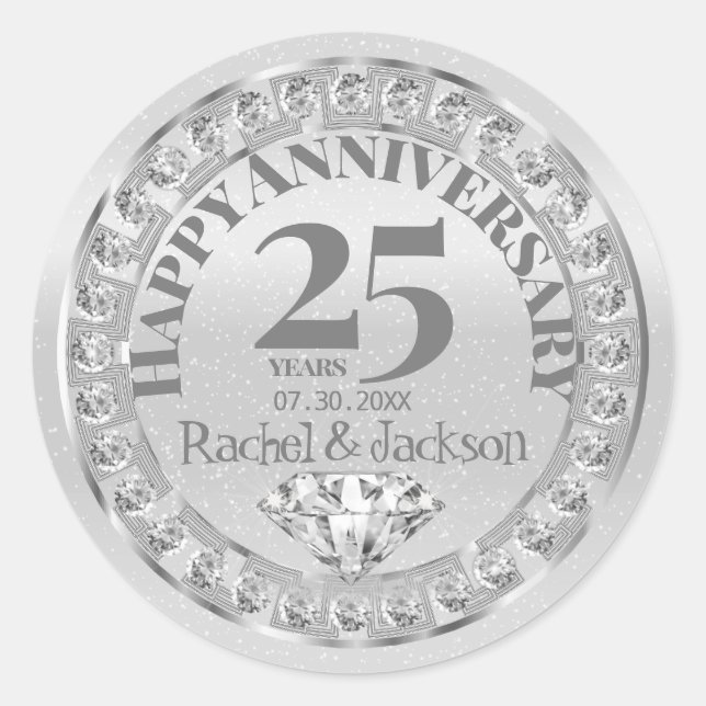 Sticker Rond 25e anniversaire du Mariage d'argent - Parties sci (Devant)