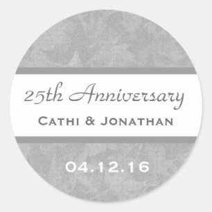 Sticker Rond 25e anniversaire du Mariage Feuilles émaillés d'ar