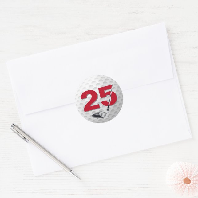 Sticker Rond 25e anniversaire Golf Ball Design (Enveloppe)