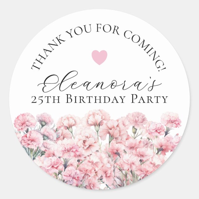 Sticker Rond 25th Birthday January Birth Flower Custom Favor (Devant)