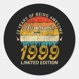 Sticker Rond 26 Ans 1999 Retro Awesome 26e anniversaire Cadeau