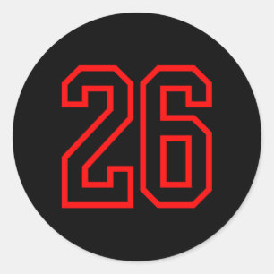 Sticker Rond 26 Sport Rouge Noir Numéro Plain Performance