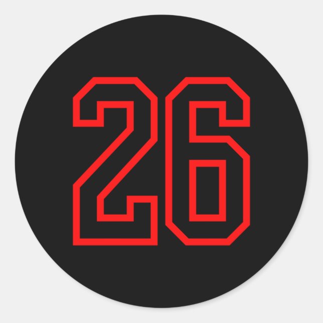 Sticker Rond 26 Sport Rouge Noir Numéro Plain Performance (Devant)