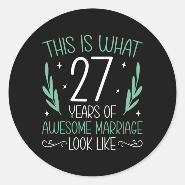 Sticker Rond 27 Ans De Mariage Impressionnant 27Ème Annivers Ma (Devant)