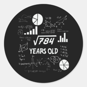 Sticker Rond 28 ans Anniversaire enseignant mathématiques 28e a