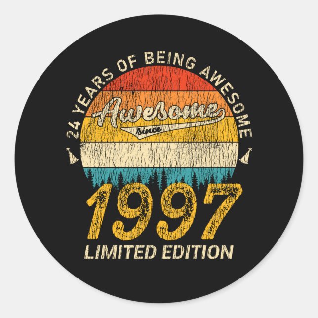 Sticker Rond 28 Ans Anniversaire Retro Awesome 28e anniversaire (Devant)
