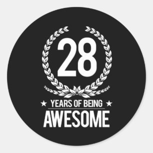 Sticker Rond 28ème Anniversaire (28 ans d'être impressionnant