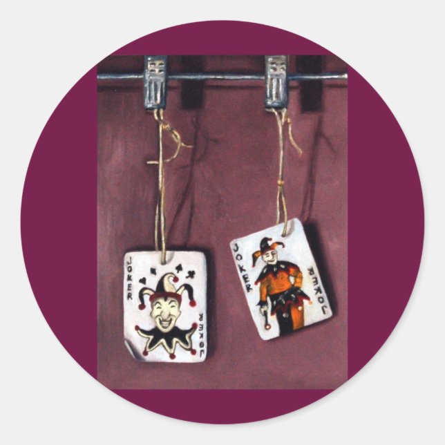 Sticker Rond 2 Cartes joker-Lucky Jokers-Wild (Devant)
