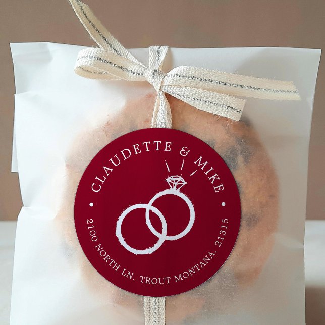 Sticker Rond 2 cercles | Mariage à vin de Bourgogne minimal (Créateur téléchargé)