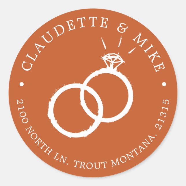 Sticker Rond 2 cercles | Mariage orange en terre cuite minimale (Devant)