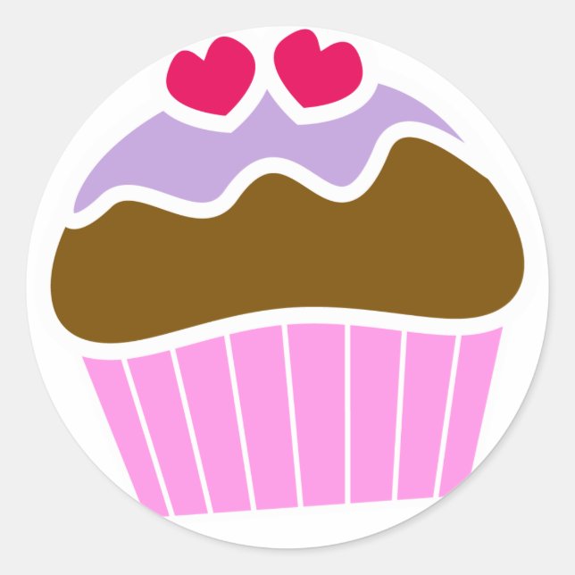 Sticker Rond 2 Coeurs Blueberry Iced Cupcake (Devant)