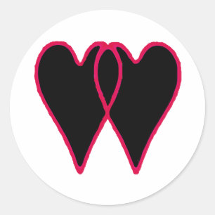 Sticker Rond 2 coeurs noircissent ensemble les cadeaux de