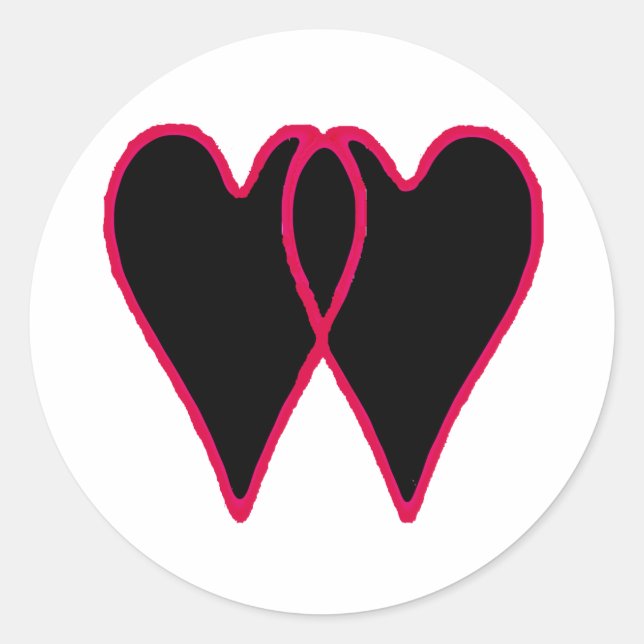 Sticker Rond 2 coeurs noircissent ensemble les cadeaux de (Devant)