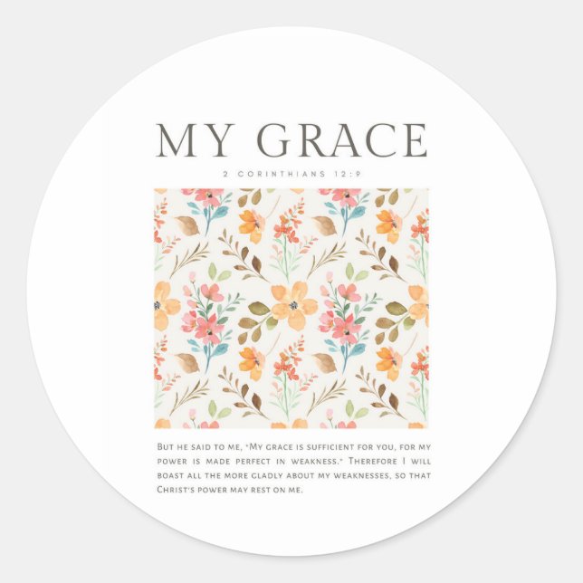 Sticker Rond 2 Corinthiens 12:9 Ma grâce vous suffit (Devant)