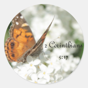 Sticker Rond 2 Corinthiens 5:17 Papillon Lilac