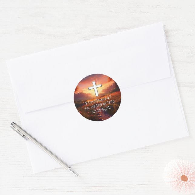 Sticker Rond 2 Corinthiens 5:7 (Enveloppe)