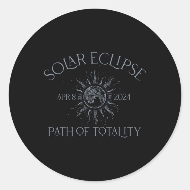 Sticker Rond (2 Côtés) Solaire Eclipse 2024 Parcours De Totalit (Devant)
