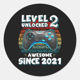 Sticker Rond 2 Déverrouillé Awesome 2021 jeu vidéo 2e anniversa
