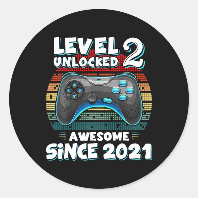 Sticker Rond 2 Déverrouillé Awesome 2021 jeu vidéo 2e anniversa (Devant)