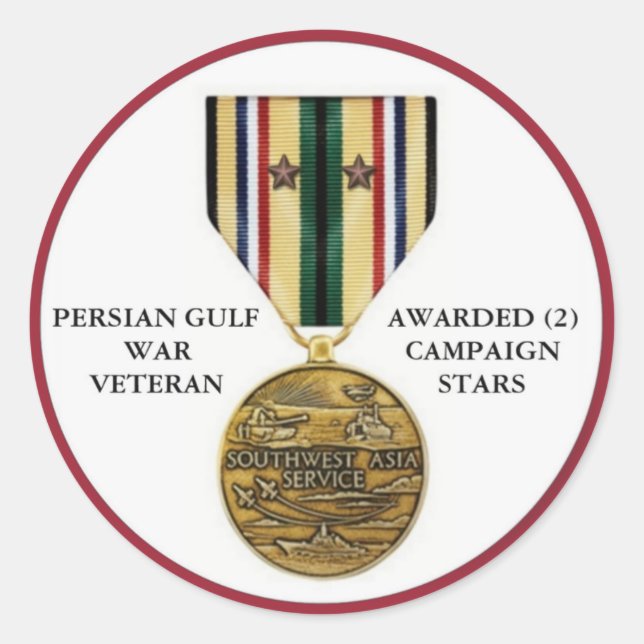 STICKER ROND 2 ÉTOILES DE CAMPAGNE PERSIAN GULF WAR VETERAN (Devant)