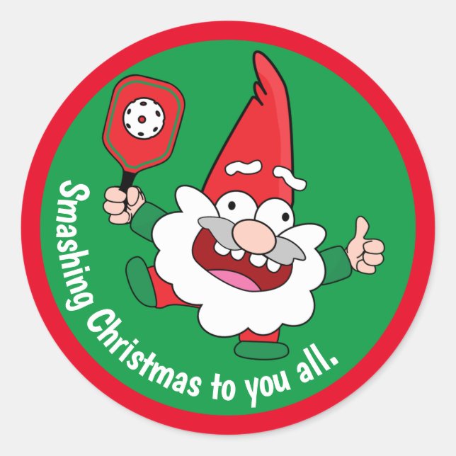 Sticker Rond 🎅 🤶 2 faces personnalisable de Noël pickleball (Devant)