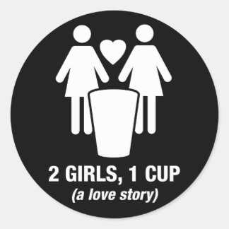 Sticker Rond 2 filles une tasse - 2girls1tasse - drôle tee