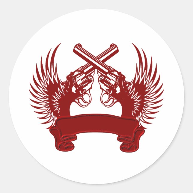 STICKER ROND 2 GUNS HAUT PERSONNALISABLES (Devant)