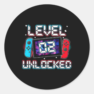 Sticker Rond 2 Joueur déverrouillé 2e anniversaire Gift Video G