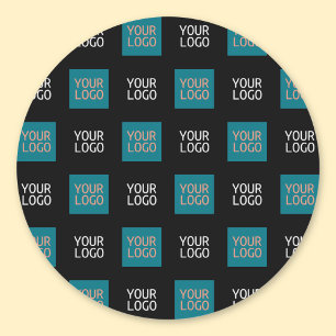 Sticker Rond 2 Logos Simple Répétition Logo Blanc