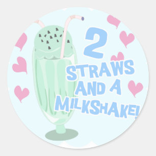 Sticker Rond 2 pailles et un milkshake