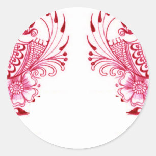 Sticker Rond 2 Pink Mehndi Henna Art paon