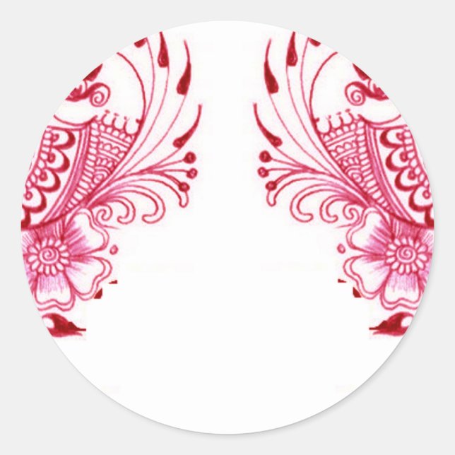 Sticker Rond 2 Pink Mehndi Henna Art paon (Devant)