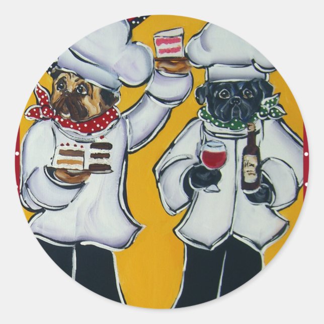 Sticker Rond 2 Pugs de chef (Devant)