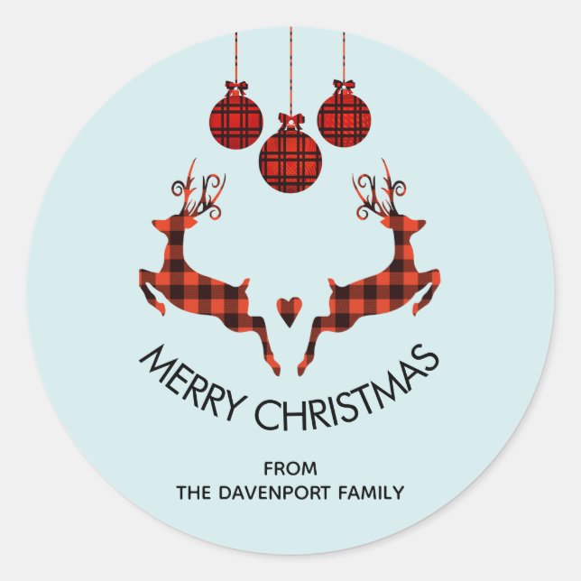 Sticker Rond 2 Sonneurs de Noël Jumping Chasseur rustique (Devant)